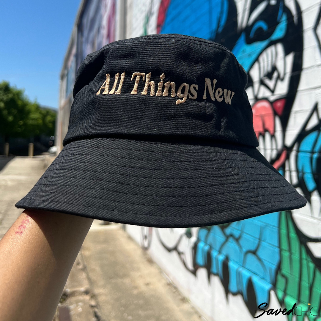 All Things New Black Bucket Hat